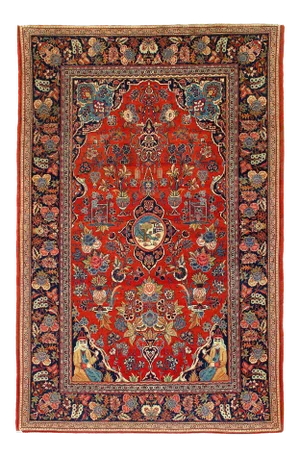 Antique Hand Knotted Persian Kashan Rug