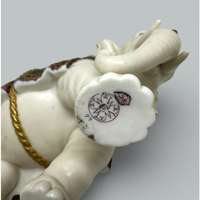 Ceramic Antique English Indian Elephant Flower Vase James Hadley Royal Worcester Tiffany For Sale - Image 7 of 9