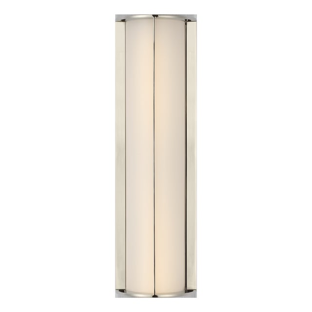 Barbara Barry for Visual Comfort Signature Phinn 18" Linear Bath Sconce in Polished Nickel with White Glass For Sale