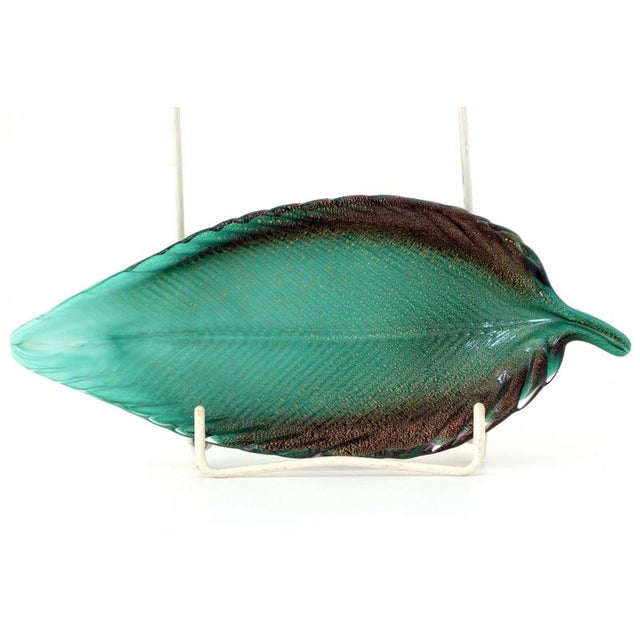 Black Artglass Leaf Bowl by Archimede Seguso, Italy, 1950 For Sale - Image 8 of 9