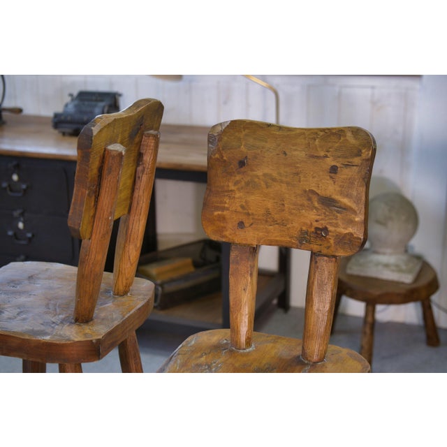 Brutalist High Stools in Elm, 1960s, Set of 3 For Sale - Image 11 of 13