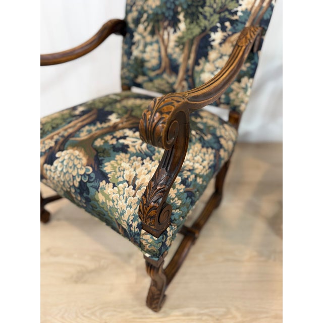 Newly Upholstered French Arm Chairs For Sale - Image 9 of 12