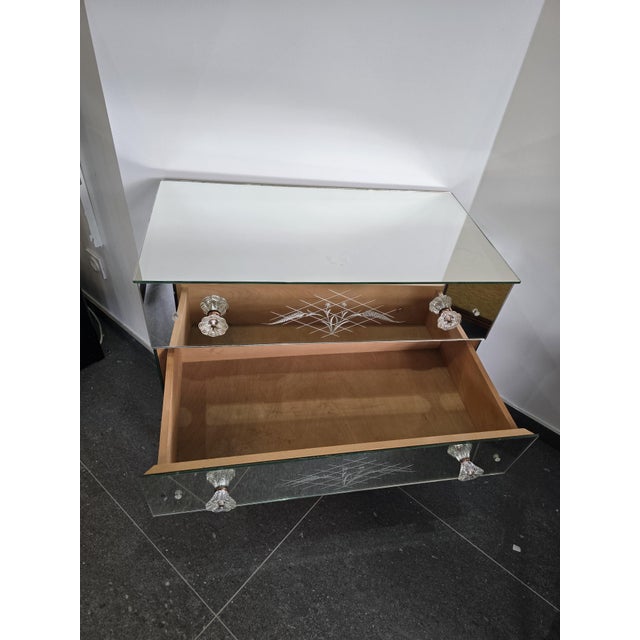 Silver Venetian Mirrored Chest of 3 Drawers, 1950s For Sale - Image 8 of 10