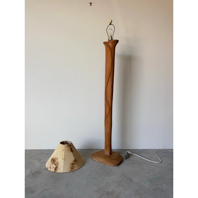 Brown Yasha Heifetz Organic Biomorphic Carved Oak Sculptural Floor Lamp With Original - Sold For Sale - Image 8 of 12