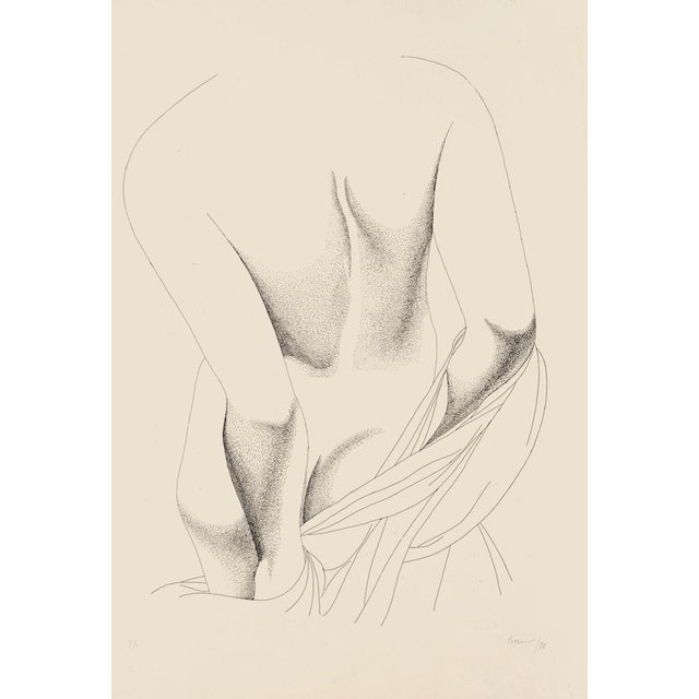 Giacomo Porzano, Nude from the Back, Etching, 1975 For Sale