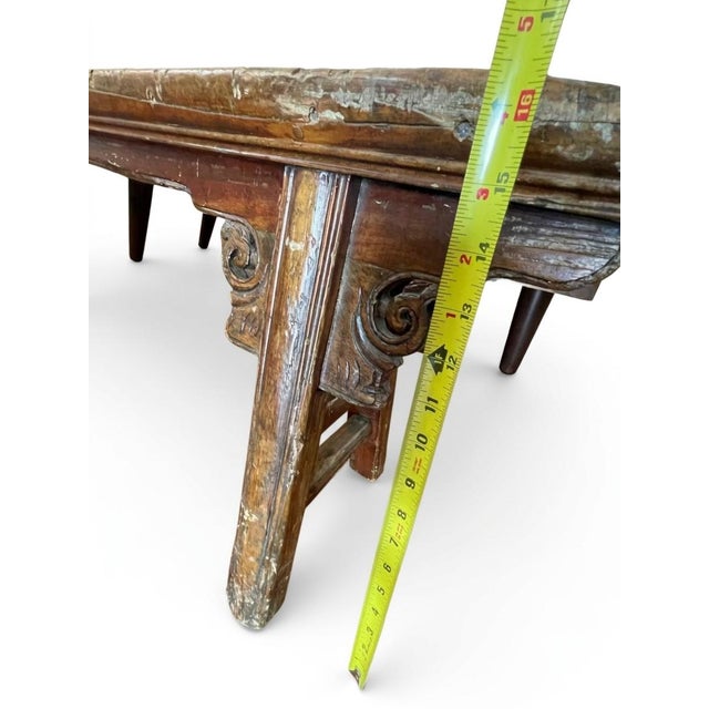 Early 19th Century Antique Chinese Provisional Elm Wood Bench For Sale - Image 5 of 6