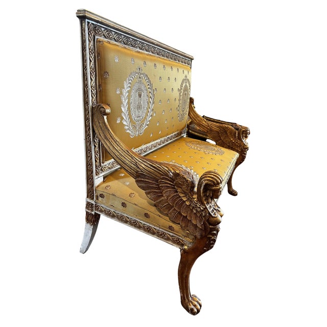 Late 19th / Early 20th C Empire Style Parcel-Gilt and Painted Sofa For Sale - Image 4 of 7
