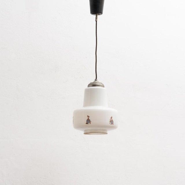 Vintage White Glass Pink Panther Ceiling Lamp, 1960s For Sale - Image 6 of 18