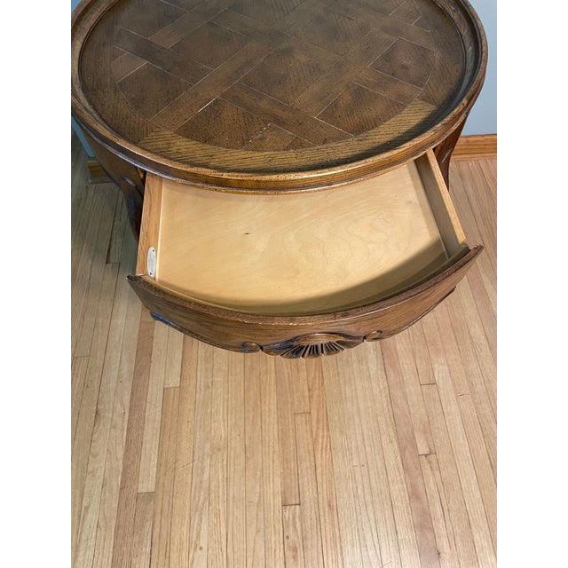 Baker Furniture Company Baker Furniture Company Vintage Country French Oak Round Side Table - Mid 20th Century For Sale - Image 4 of 11