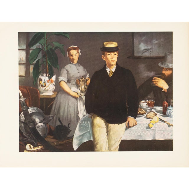 An excellent reproduction full-color print after painting "Luncheon in the Studio" (1868) by Manet. Comes from an art...