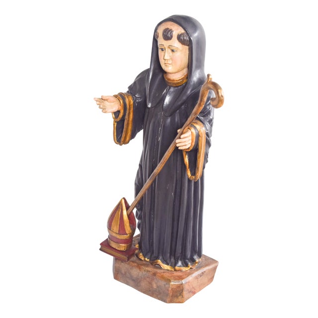 Wooden Sculpture of Saint Benedict, 1890s For Sale