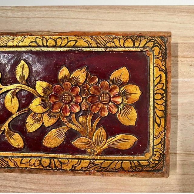 Sculptural Wall Art – Antique Chinese Giltwood Carved Floral Panels, Pair For Sale - Image 6 of 11