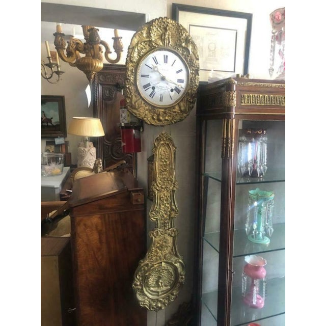 Antique French Morbier Comtoise Brass Wall Clock Chairish