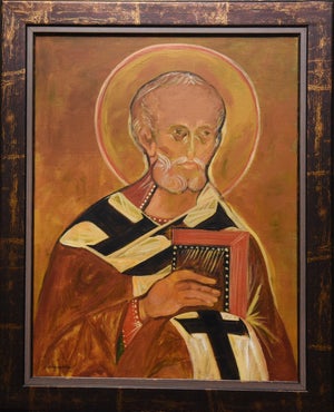 1990s St. Nicholas, Oil on Board by Alicia Arguelles
