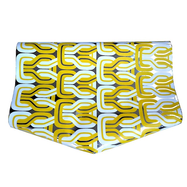 Yellow Vintage Schumacher Metallic Geometric Wallpaper - 1 Triple Roll, 101 Square Feet For Sale - Image 8 of 12