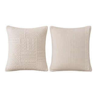 Pair of Ralph Lauren Home Wool Cable Knit Patchwork Euro Shams For Sale