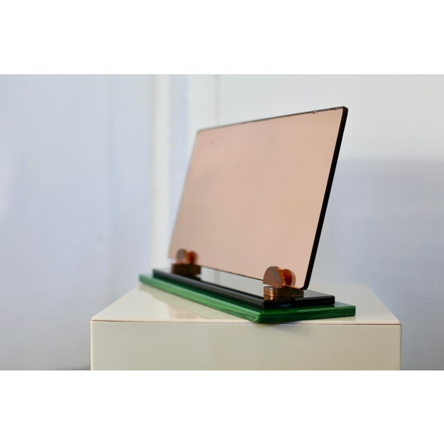 Forest Green Smoked Mirror, Black Glass and Green Stone Support, France, 1958 For Sale - Image 8 of 15