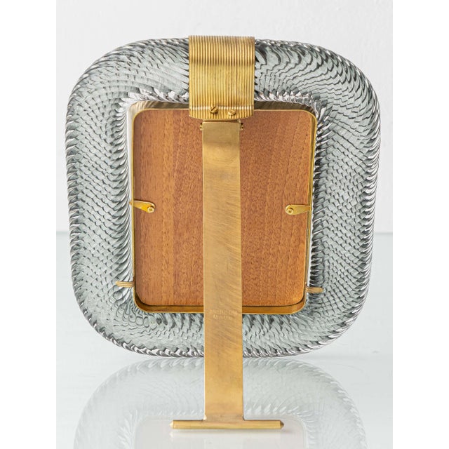 Murano Glass and Brass Picture Frame in Smoke Grey Fumé Torchon from Barovier & Toso For Sale - Image 12 of 15