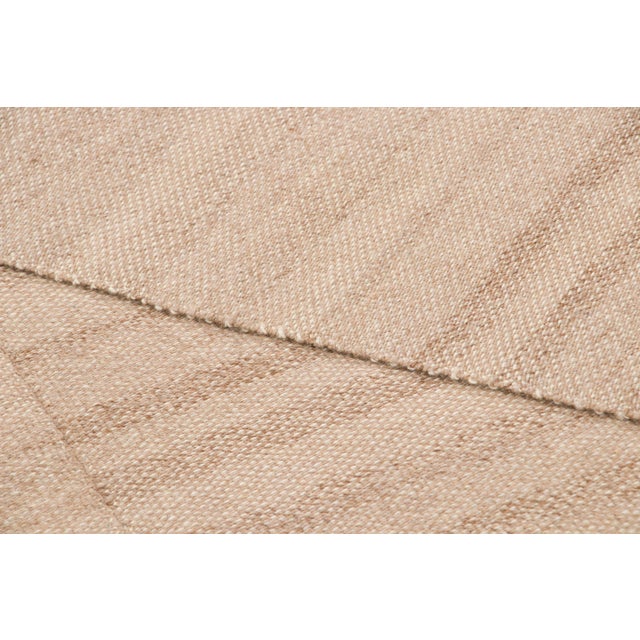 Textile Vintage Panelled Kilim Wool Rug With Stripes in Beige by Rug & Kilim, 1950-1959 For Sale - Image 7 of 9