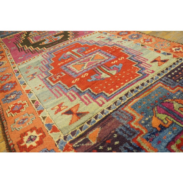 Textile Happy Jewel Tones Multicolored Tribal Geometric Antique Rustic Turkish Yuruk Rug For Sale - Image 7 of 9