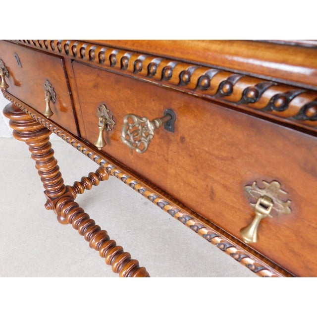 Wood Scott Thomas Baroque Style Inlaid Library Table For Sale - Image 7 of 16