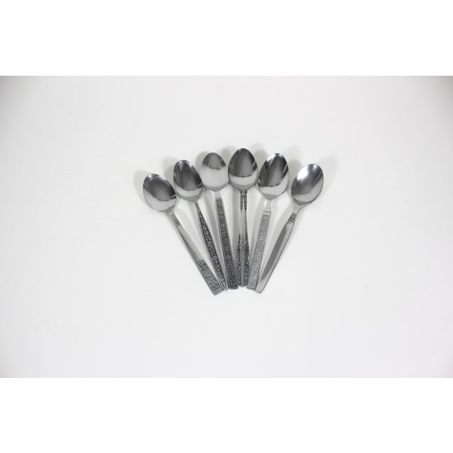 You will get the exact spoons pictured. Curated vintage mismatched set of six mid century modern stainless steel teaspoons...