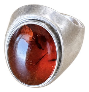 Vintage Baltic Amber in Sterling Silver Ring - Germany, Size 7.25
