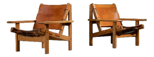 Model 168 Lounge Chairs in Cognac Leather with Oak Frames by Kurt Østervig, Denmark, 1960s, Set of 2