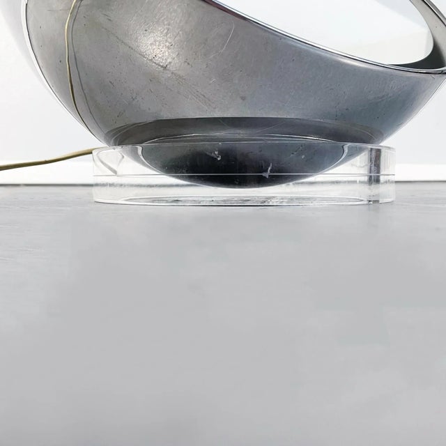 Mid-Century Italian Steel and Plastic Half Spherical Table Lamp & Mirror, 1970s For Sale - Image 12 of 14