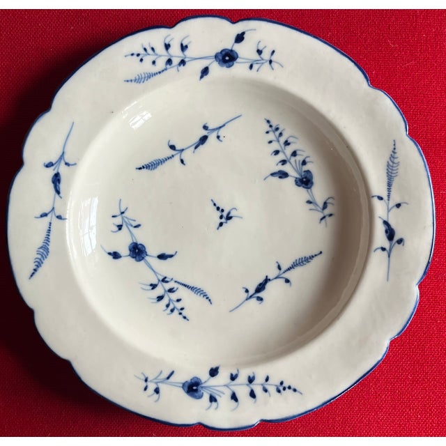 Antique 18th century French Louis XV Chantilly porcelain soup plate, circa 1760. Decorated with underglaze blue sprig on a...
