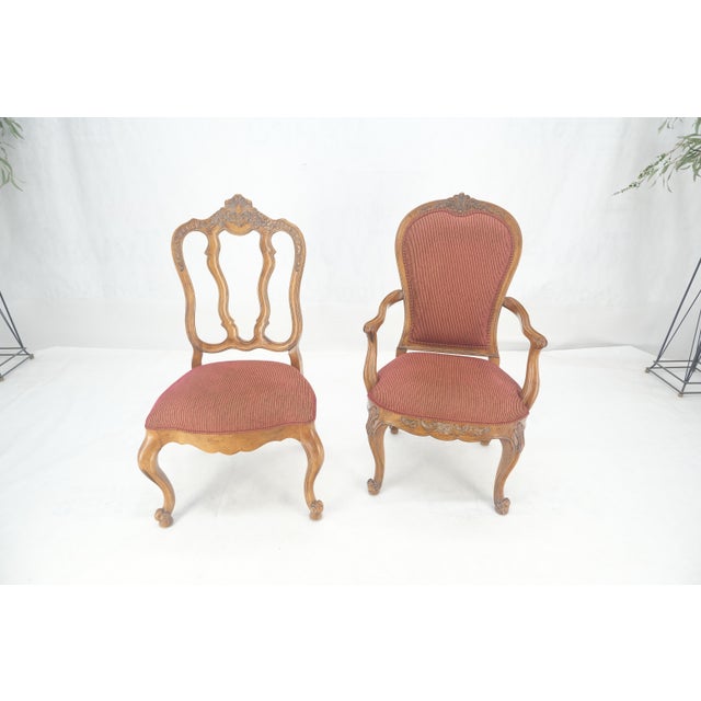 Country French Parquetry Top Table 6 Dining Chairs 2X22" Extension Board Leafs For Sale - Image 6 of 17
