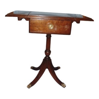 Vintage 1940s Brandt Furniture Mahogany Duncan Phyfe Drop-Leaf Side Table For Sale