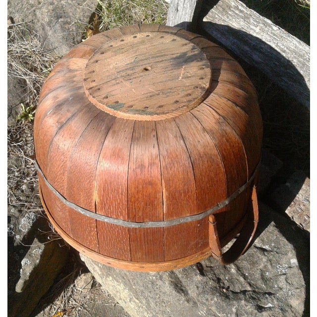 Antique Splint Oak Gathering Basket With Handles 1900s Era For Sale - Image 11 of 12