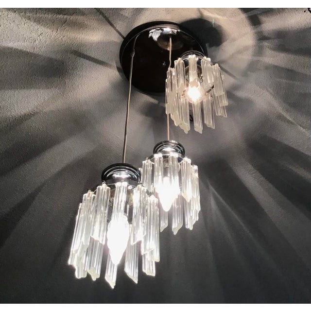 Vintage 1970s Sculpture 3-Light Murano Glass Cluster Cylinder Pendant, Italy For Sale - Image 9 of 13