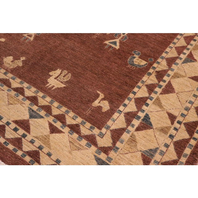 Shabby Chic Shabby Chic Gabbeh Brown/Beige Wool Rug - 7'8'' X 9'11'' For Sale - Image 3 of 10
