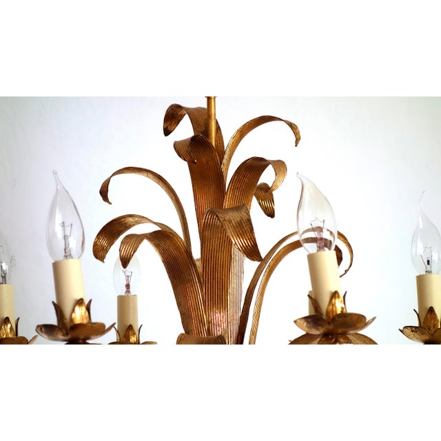 Gilded Metal 6-Light Chandelier by Hans Kögl, 1970s, in Very Good conditions. Designed 1970 to 1979 I have official proof...