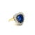 Metal 9 Carat No Heat Ceylon Blue Sapphire & Old Euro Cut Diamond Ring in 14K, Size 6.5 For Sale - Image 7 of 10