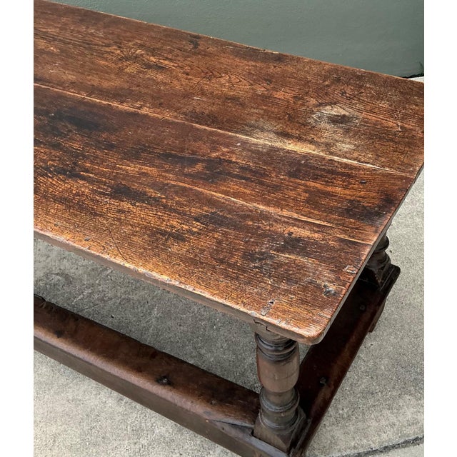Coffee Vintage Monumental Belgian Wood Farmhouse Table For Sale - Image 8 of 18