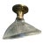 Vintage Cast Brass Flushmount Fixture With Asymmetrical Holophane Shade For Sale