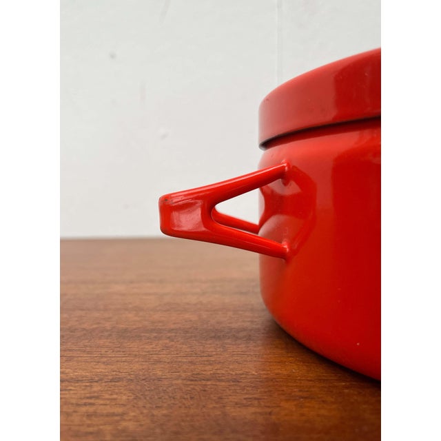 Mid-Century Modern Red Enamel Pot by Seppo Mallat for Finel, 1960s For Sale - Image 4 of 16