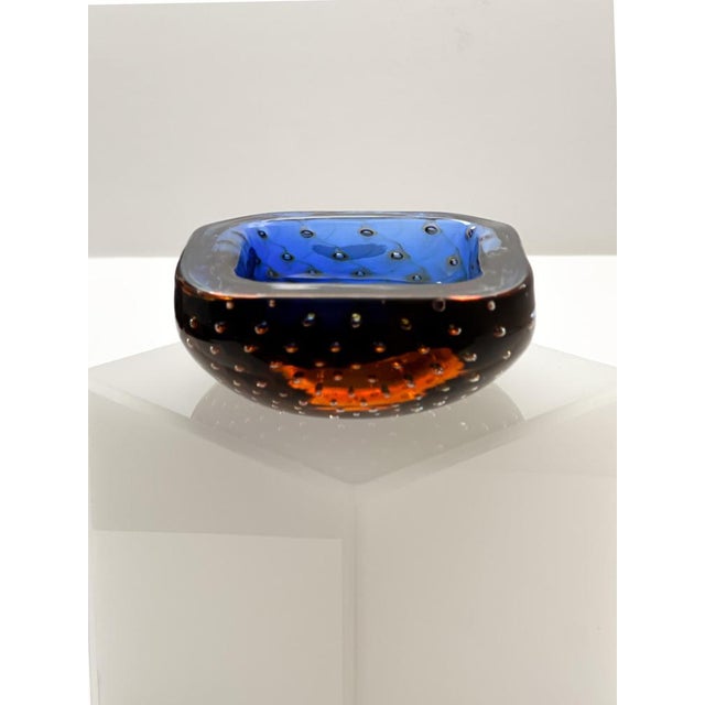 Glass Vintage Murano Glass Bowl in Blue Amber from Fratelli Toso, Italy, 1960s For Sale - Image 7 of 10