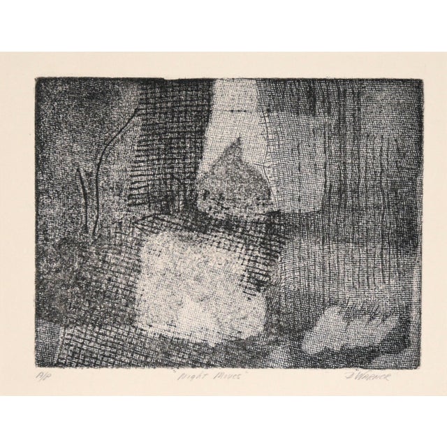 Abstract "Night Moves" - Abstract Etching in Ink on Paper (Artist's Proof) by Doris Warner For Sale - Image 3 of 9