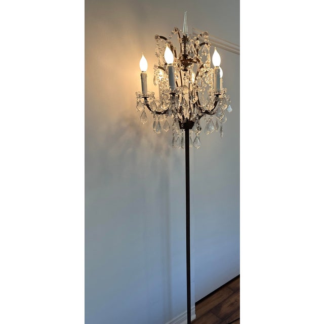 Restoration Hardware Restoration Hardware Rococo Iron & Clear Crystal Floor Lamp Rh For Sale - Image 4 of 6