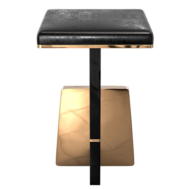 Art Deco "Diamente" Bar Stool With Stainless Steel and Bronze For Sale - Image 3 of 7