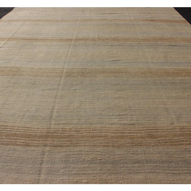Turkish Vintage Kilim Rug With in Tan, Taupe, Gray Blue, and Earth Tones For Sale In Atlanta - Image 6 of 11
