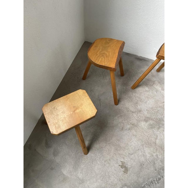 Oak Tripod Stools, 1950s, Set of 3 For Sale - Image 16 of 18