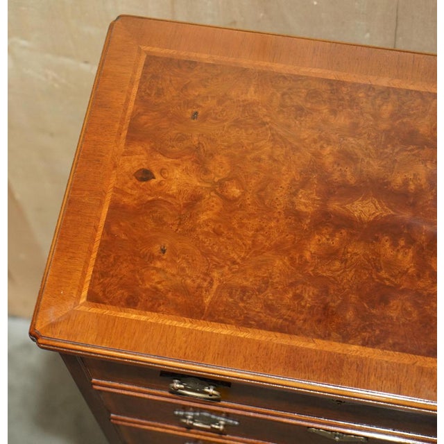Burr Walnut Tallboy Chest of 10 Drawers For Sale - Image 12 of 18