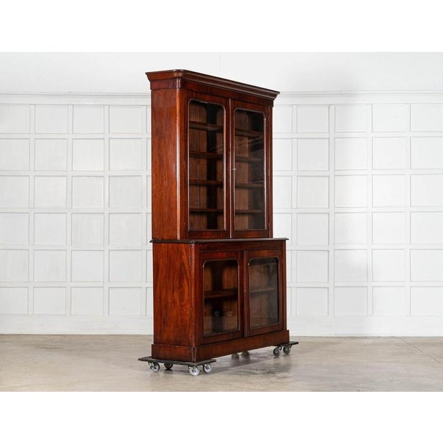 Large Antique English Glazed Mahogany Bookcase, 1880 For Sale - Image 3 of 18