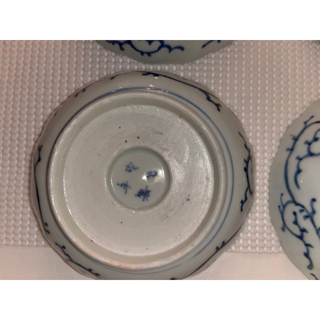 Antique Blue and White Bowls - Collection of 12 - Scalloped Edge -End Edo or Beginning Meiji Period For Sale - Image 12 of 18