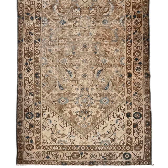 1920s Antique Circa 1920 Light Gray Malayer Hand Knotted Runner 3ft 5in X 12ft 7in For Sale - Image 5 of 6